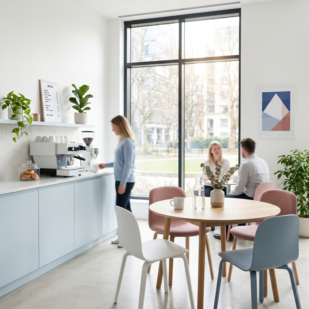 Modern and hygienic office breakroom area